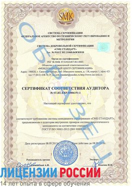 Образец сертификата соответствия аудитора №ST.RU.EXP.00006191-1 Шимановск Сертификат ISO 50001